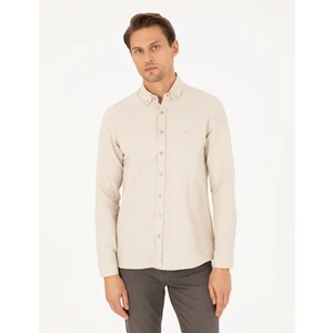 Pierre Cardin Erkek Bej Slim Fit Uzun Kollu Gömlek 50297998-VR011