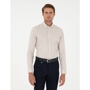 Pierre Cardin Erkek Bej Slim Fit Uzun Kollu Gömlek 50292457-VR011