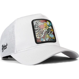 V1 Trucker Sinema - 1 Kod Logolu Unisex Beyaz Şapka