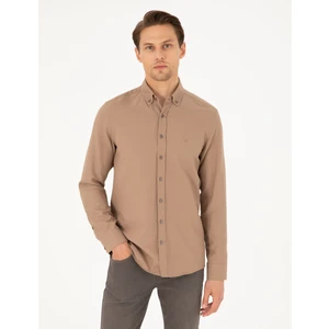 Pierre Cardin Erkek Açık Kahverengi Slim Fit Uzun Kollu Gömlek 50297998-VR002