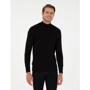 Pierre Cardin Erkek Siyah Slim Fit Yarım Balıkçı Yaka Triko Kazak 50300460-VR046