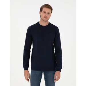 Pierre Cardin Erkek Lacivert Regular Fit Bisiklet Yaka Basic Sweatshirt 50298968-VR033
