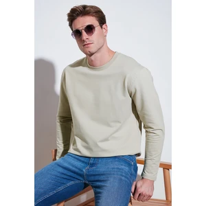Streç Pamuklu Regular Fit Bisiklet Yaka  Erkek Sweat 5905725