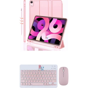Redmud Teknoloji Ipad Air 4.nesil 10.9 Inç ile Uyumlu Tablet Kılıfı ve Klavye Mouse Set Kalem Bölmeli Smart Kılıf