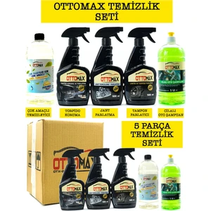 Premium 5 Parça Araç Içi Torpido Jant Lastik Tampon Şampuan Çok Amaçlı Temizlik Seti