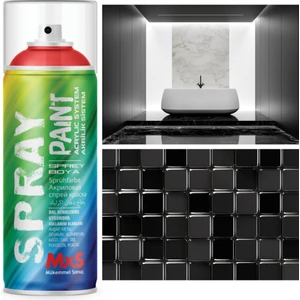 Sprey Boya 400 ml Parlak Siyah Lavabo ve Fayans Yüzeyler İçin Yüksek Kapatıcılık