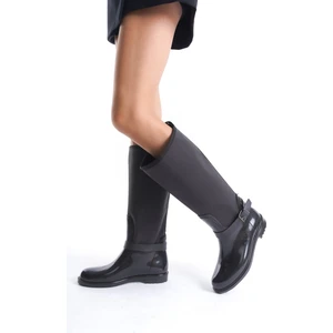 MBTB2035-S Kadın Siyah Yağmur Çizmesi Pvc Malzeme 2,5 cm Topuk