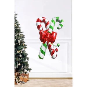 Ikili Baston Şeker Folyo Balon Yılbaşı Süslemesi Yılbaşı Balonu