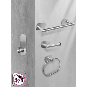 Kendinden Yapışkanlı Banyo Seti 4lü Krom