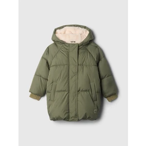 Kız Bebek Haki Geri Dönüştürülmüş Heavyweight Sherpa PrimaLoft® Puffer Şişme Mont