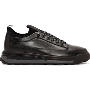 Erkek Siyah Bağcıklı Deri Sneaker 24WFD603518