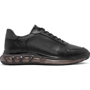 Erkek Siyah Bağcıklı Deri Sneaker 24WFD675218