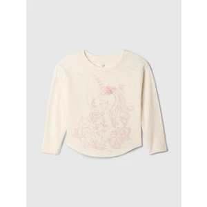 Kız Bebek Kırık Beyaz Grafikli T-Shirt