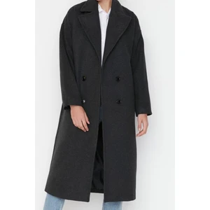 Tasarım Düz Astarlı Yaka Uzun Oversize Ceket Kadın Oversize Geniş Kesim Uzun Yünlü Kaşe Kaban