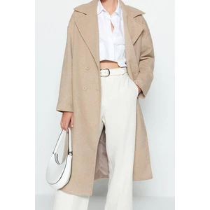 Tasarım Düz Astarlı Yaka Uzun Oversize Ceket Kadın Oversize Geniş Kesim Uzun Yünlü Kaşe Kaban