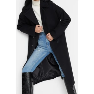 Tasarım Düz Astarlı Yaka Uzun Oversize Ceket Kadın Oversize Geniş Kesim Uzun Yünlü Kaşe Kaban