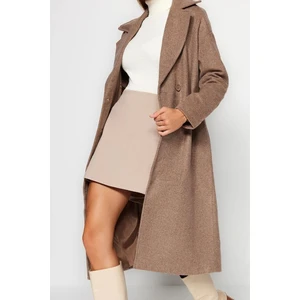 Tasarım Düz Astarlı Yaka Uzun Oversize Ceket Kadın Oversize Geniş Kesim Uzun Yünlü Kaşe Kaban