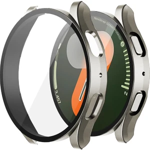 Samsung Galaxy Watch 7 40mm ile Uyumlu Ekran Koruyucu Cam Kasa Koruyucu Kılıf Sert Pc