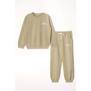 Vision Baskılı  Erkek Çocuk Haki Renk Eşofman Takım