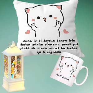 Iyi Ki Doğdun Doğum Günü Yastık & Kupa & Sokak Lambası Romantik Aşıklar Işıklı Sim Kar Küresi