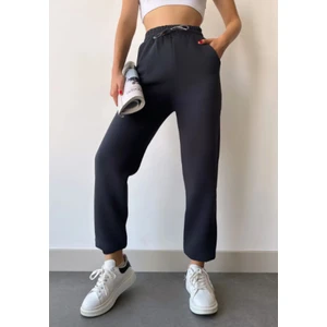 Kadın Kışlık Kalın Içi Polarlı Yüksek Bel Paçası Lastikli Basic Jogger Eşofman Altı