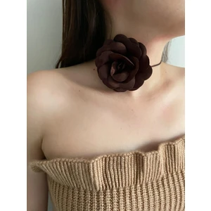 Dante Trend Bağcıklı Kumaş Çiçek Choker Kolye Gül Kolye