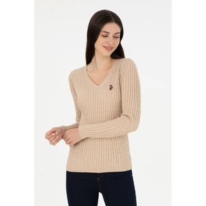 U.S. Polo Assn. Kadın Kum Melanj Kazak /Triko 50288992-VR123