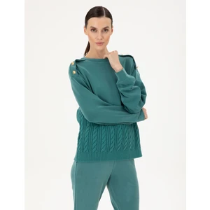 Pierre Cardin Kadın Koyu Yeşil Regular Fit Modal Kumaş Sweatshirt 50290933-VR079