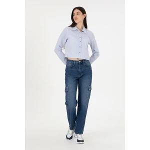 U.S. Polo Assn. Kadın Mavi Cargofit Jean Pantolon 50290929-DN0022