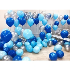 Balon Diyarı Lacivert Mavi Gümüş Metalik Lüks Parlak Balon