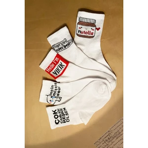 5'li Yazılı Nutellalı Unisex Tenis Çorabı Kutusu