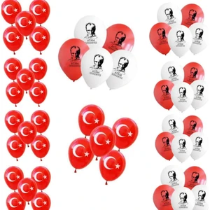 25 Adet Türk Bayrağı Baskılı Balon ve 25 Adet Atam Izindeyiz Baskılı Balon