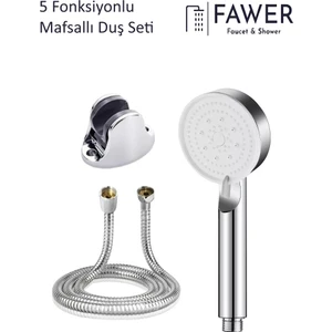 FAWER 5 Fonksiyonlu Krom Mafsallı Duş Seti Duş Başlığı - 409W