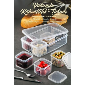 Kitchen Life 7 Parça Vakum Kapaklı Sızdırmaz Hava Almaz Kahvaltıık Seti - Kahvaltılık