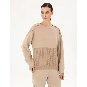 Pierre Cardin Kadın Bej Regular Fit Modal Kumaş Sweatshirt 50290933-VR011