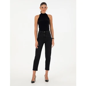 Pierre Cardin Kadın Siyah Mom Fit Geniş Kalıp Jean Pantolon 50294340-VR046