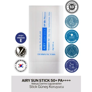 Derma Factory Yağlı ve Karma Ciltler İçin Mat Stick Güneş Koruyucu - Derma Factory Airy Sun Stick Spf 50+ Pa++++