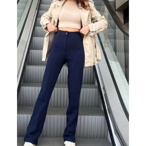 Luxwomen Düğmeli Yüksek Bel Çımalı Salaş Dabıl Kumaş Pantolon-Eşofman