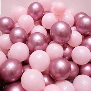 Balon Diyarı Krom Pembe ve Makaron (Pastel) 10 adet Pembe Renk Lüks Parlak Balon
