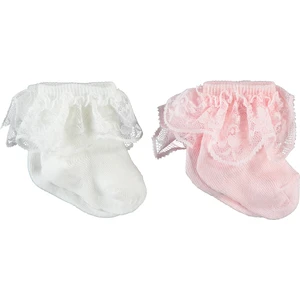 Civil Baby Kız Bebek 2'li Çorap Set 6-18 Ay Ekru-Pembe