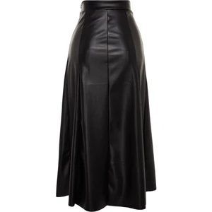 Moda Regular Düz Desen Gündüz Gece Maxi Boy Suni Deri Yüksek Bel Maxi Etek