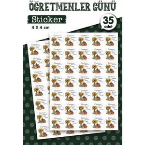 Tuğset Etiket Öğretmenler Gününüz Kutlu Olsun Hediye Sticker Etiket 35 Adet T1113