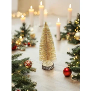 Parti Adresi Mini Yılbaşı Ağacı Dekoratif Simli Çam Ağacı Altın 20 Cm