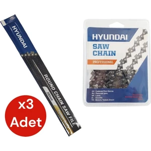 Kesik Zincir 28,5 Diş 91 ve Motor Zincir Bileme Eğesi 5/32'' (4mm) 3 Adet