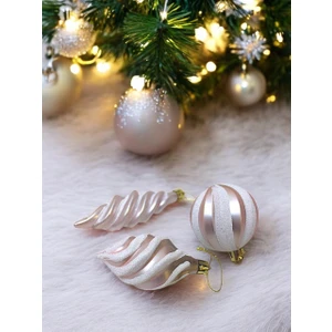 Parti Adresi Yılbaşı Ağaç Süsleri Burgulu Karışık Paket Asılabilir Dekoratif Süs Soft Pembe 6 Cm 3'Lü