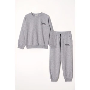 Vision Baskılı Erkek Çocuk Gri Renk Eşofman Takım