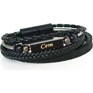 Yamyam Accessories Kişiselleştirilmiş Isimli Erkek Bileklik, Deri Trend Bileklik