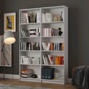 Asra Trend 5 Raflı (5 Bölmeli) 2 Modüllü Kitaplık Çalışma Odası Ofis Modern Dekoratif Kitaplık Akça Ağaç