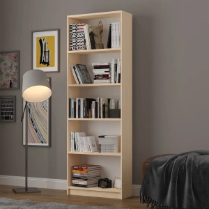 Asra Trend 5 Raflı (5 Bölmeli) Kitaplık Çalışma Odası Ofis Modern Dekoratif Kitaplık Akça Ağaç