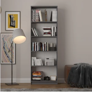 Asra Trend 5 Raflı (5 Bölmeli) Kitaplık Çalışma Odası Ofis Modern Dekoratif Kitaplık Akça Ağaç